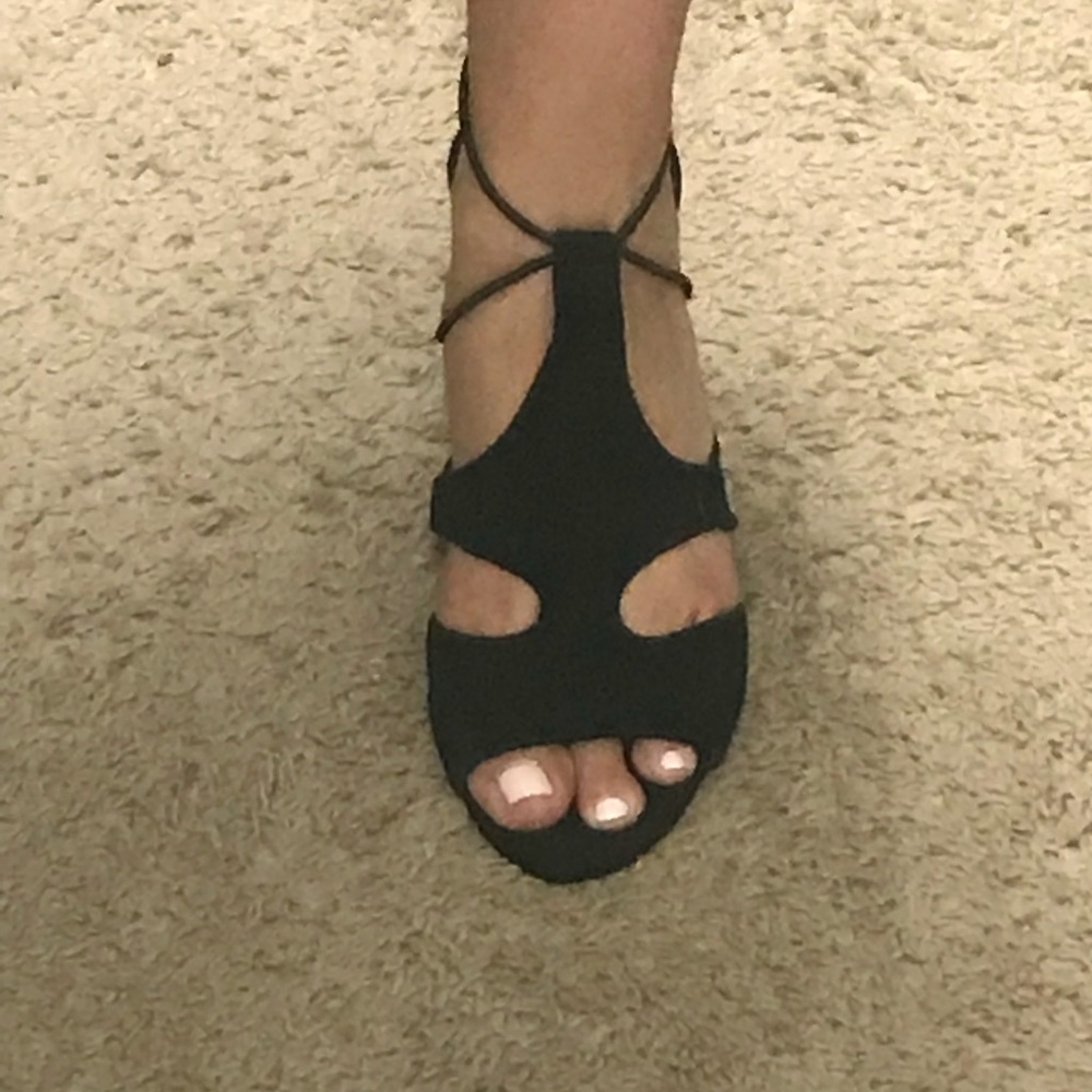 Black strapped heels